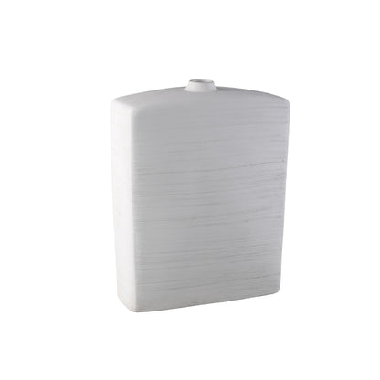 Janettee White rectangle shaped ceramic bottle S PTMD - Vaas - PTMD - livinglovely.nl