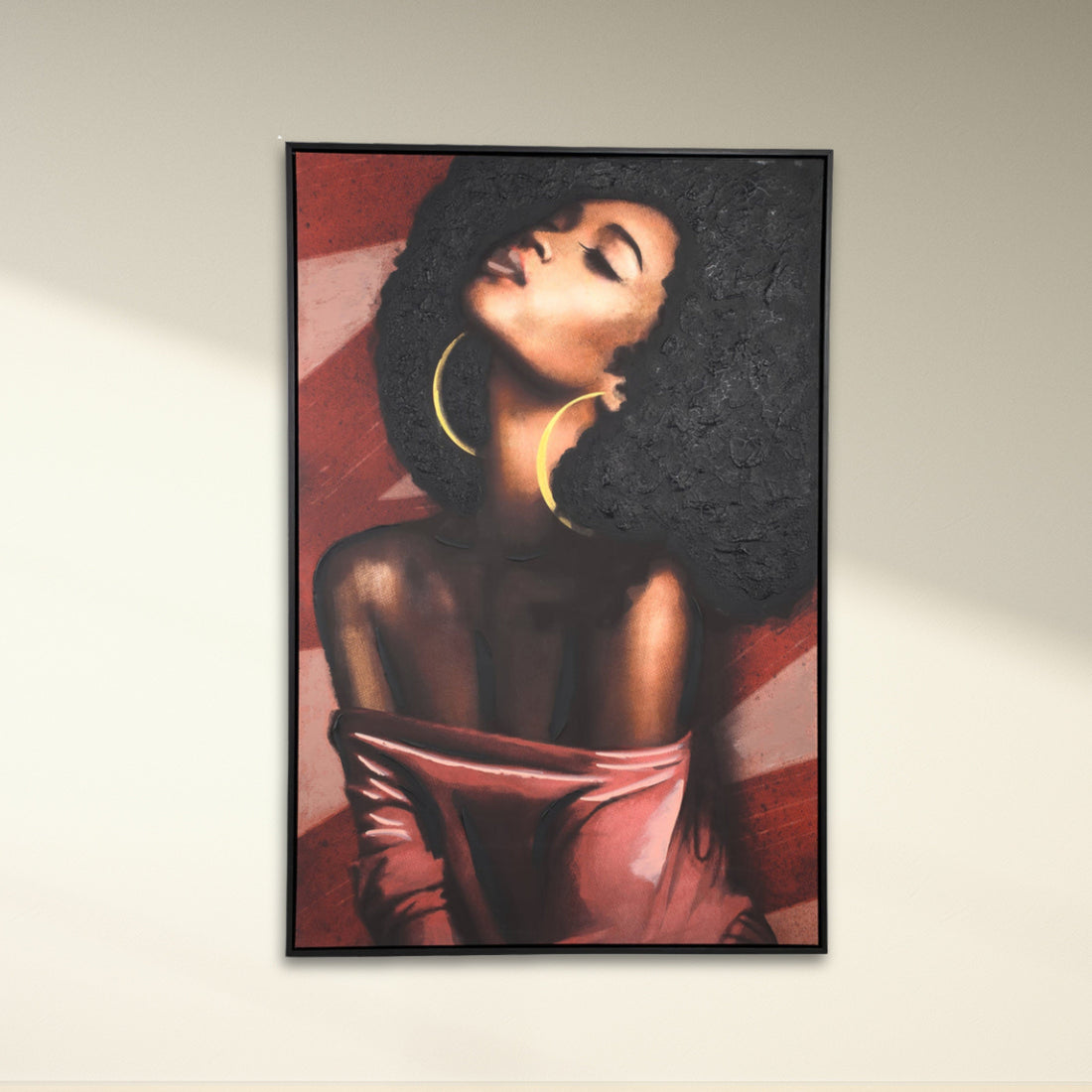 Janicia Black Polyester Painting Woman PTMD - Schilderij - PTMD - livinglovely.nl