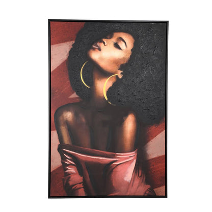 Janicia Black Polyester Painting Woman PTMD - Schilderij - PTMD - livinglovely.nl