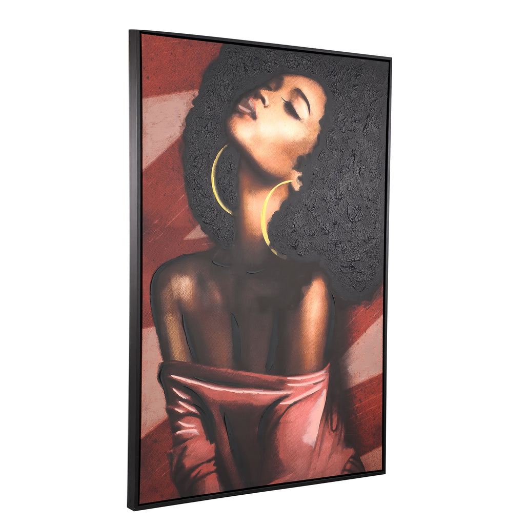 Janicia Black Polyester Painting Woman PTMD - Schilderij - PTMD - livinglovely.nl