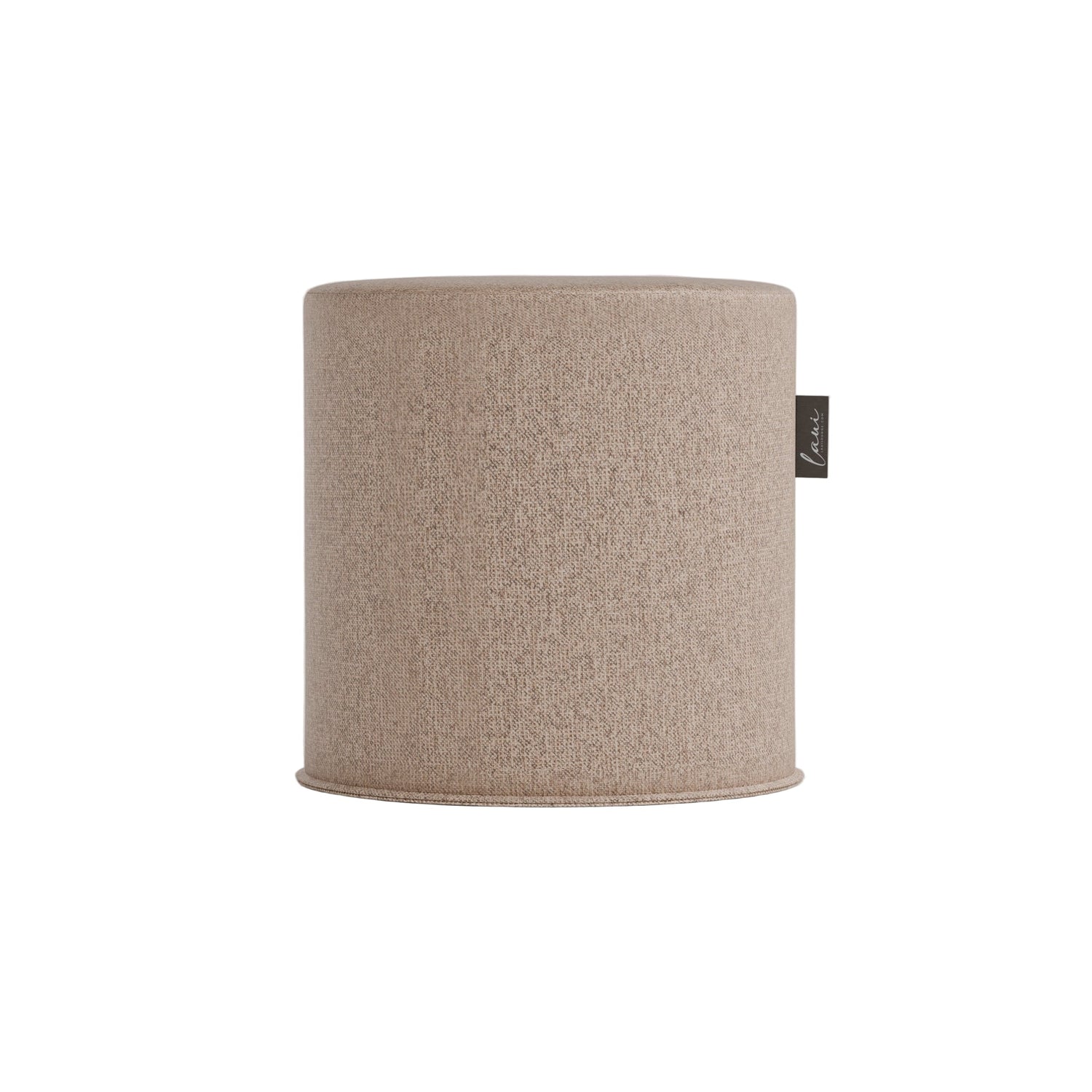 Laui Lounge Japandi Round Pouf Ø44 in Shitake, ronde poef met linnenlook