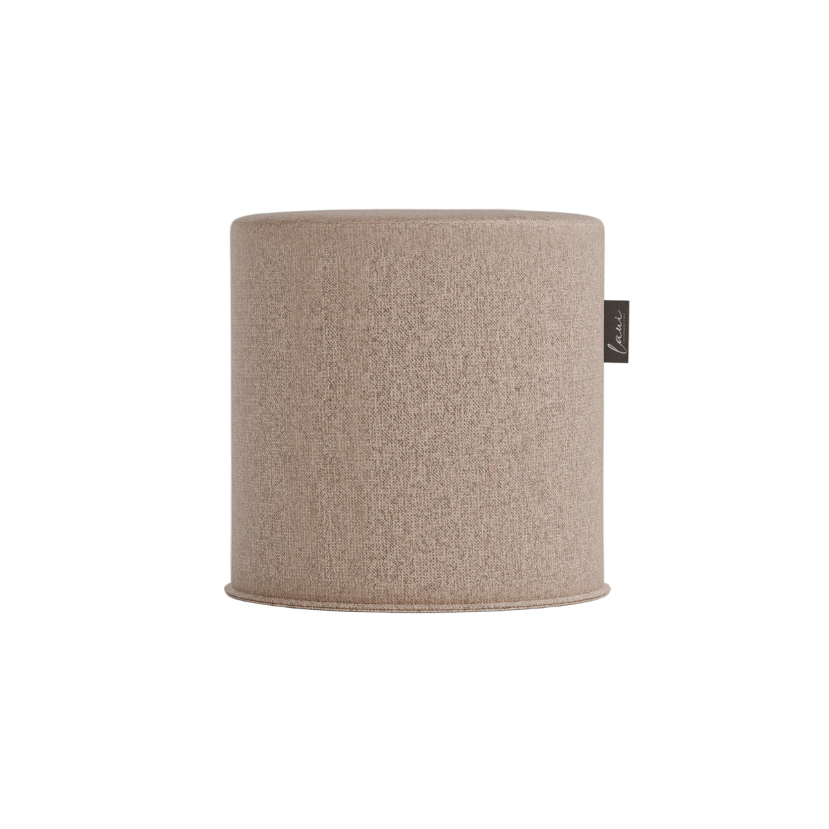 Laui Lounge Japandi Round Pouf Ø44 in Shitake, ronde poef met linnenlook