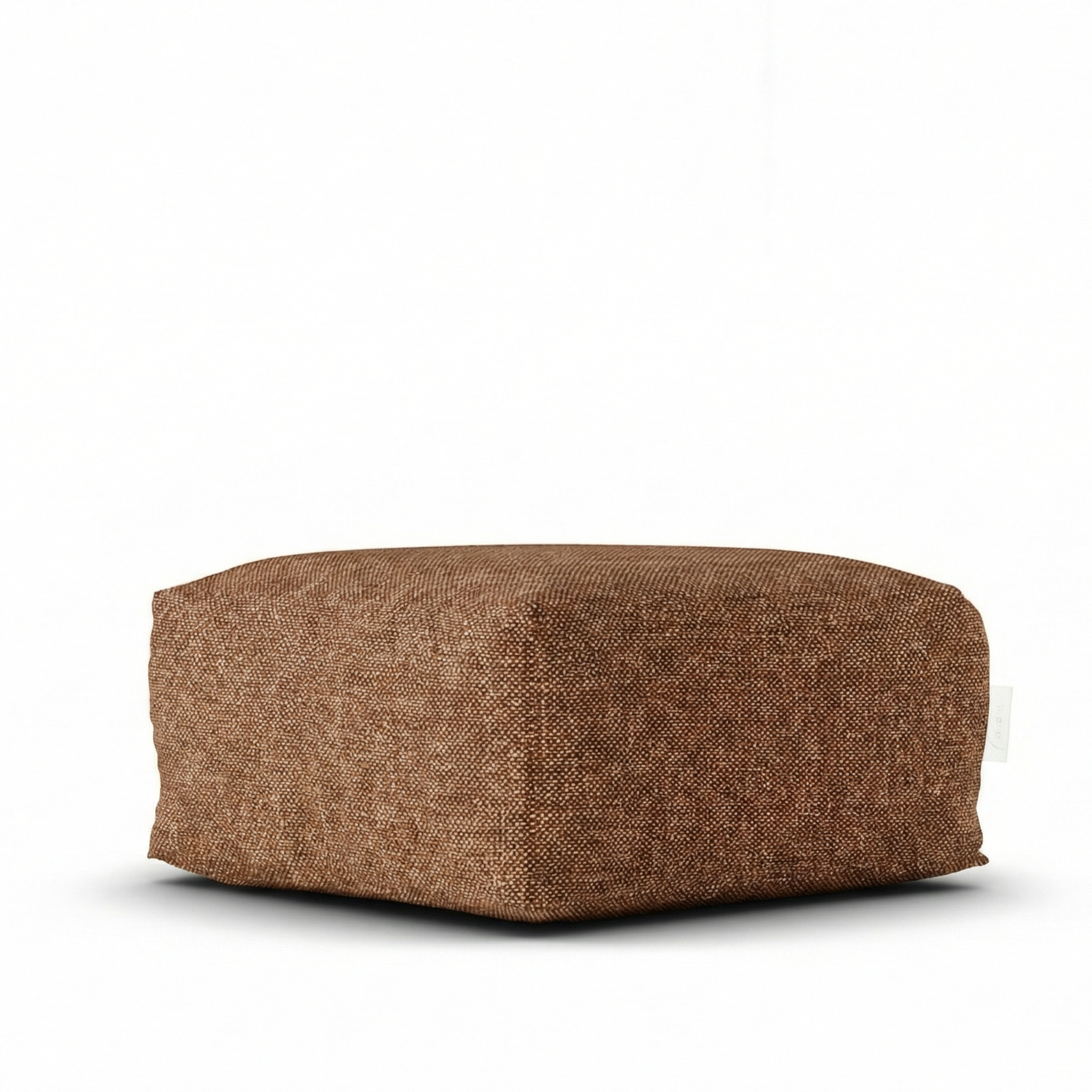 Laui Lounge Japandi Square Pouf Hazel, vierkante poef van 68x68 cm met linnenlook