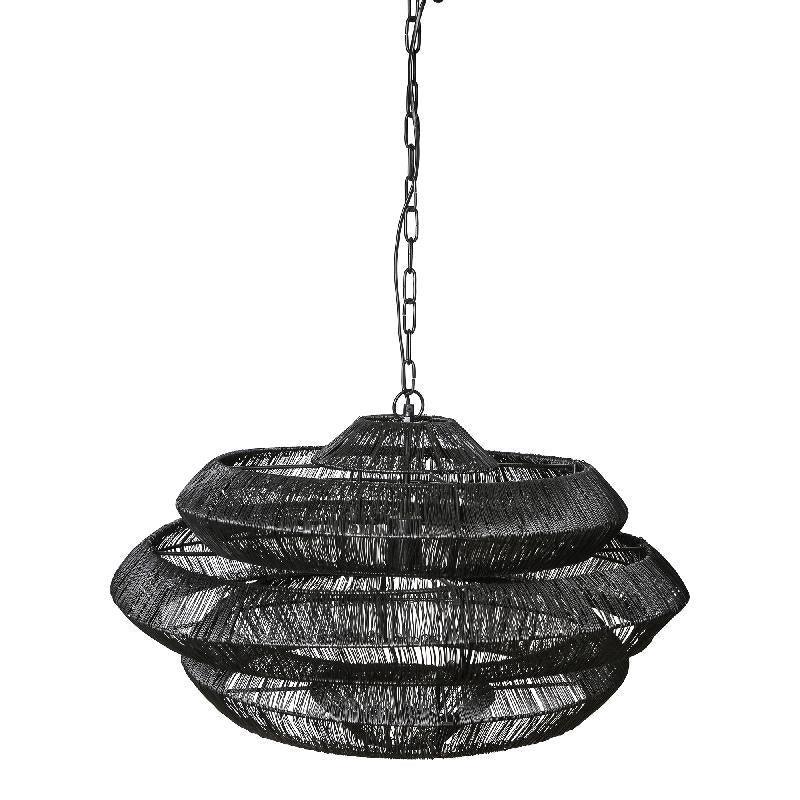 Jeff black Iron 5 layer round hanging lamp PTMD , Hanglamp , PTMD , livinglovely.nl