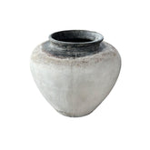 Jinsu White round GRC jar pot w dark border M PTMD - Pot - PTMD - livinglovely.nl
