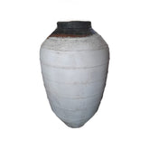 Jinsu White round GRC jar pot with lines big PTMD - Pot - PTMD - livinglovely.nl