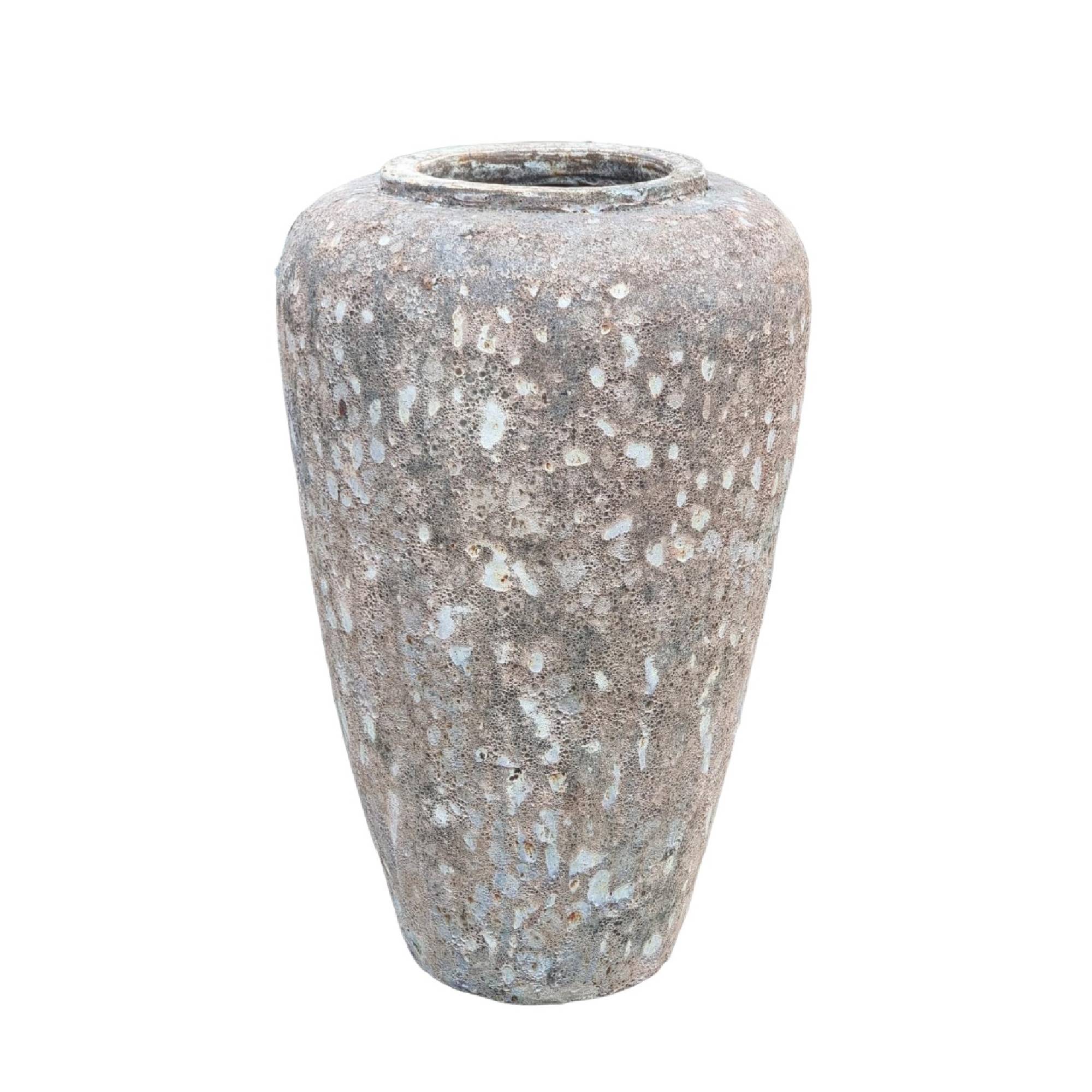 Jossilyn Cream Round Ceramic Pot Rough Finish High PTMD - Pot - PTMD - livinglovely.nl