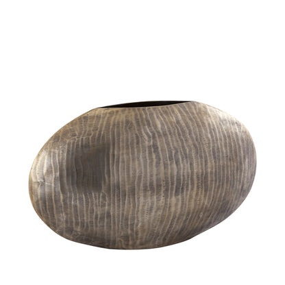 Jowad Antique Gold alu sheet pot rib low oval L - - PTMD - livinglovely.nl