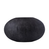 Jowad Graphite alu sheet pot ribbed low oval L - - PTMD - livinglovely.nl
