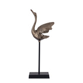 Joycee Brass casted alu swan statue open wings PTMD - Beeld - PTMD - livinglovely.nl