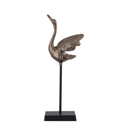 Joycee Brass casted alu swan statue open wings PTMD - Beeld - PTMD - livinglovely.nl