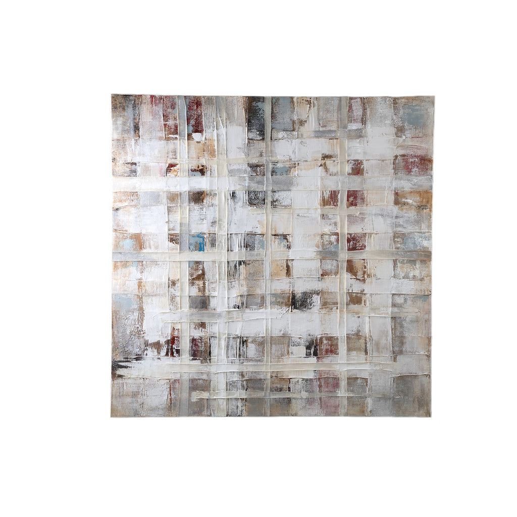 Julitta Cream canvas wall panel abstract mixture PTMD - Schilderij - PTMD - livinglovely.nl