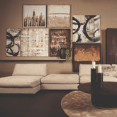 Julitta Cream canvas wall panel abstract mixture PTMD - Schilderij - PTMD - livinglovely.nl