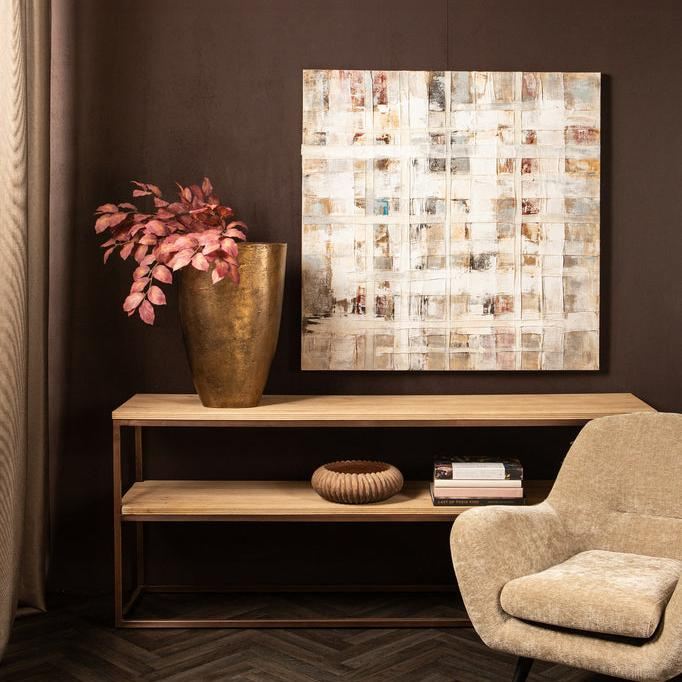 Julitta Cream canvas wall panel abstract mixture PTMD - Schilderij - PTMD - livinglovely.nl