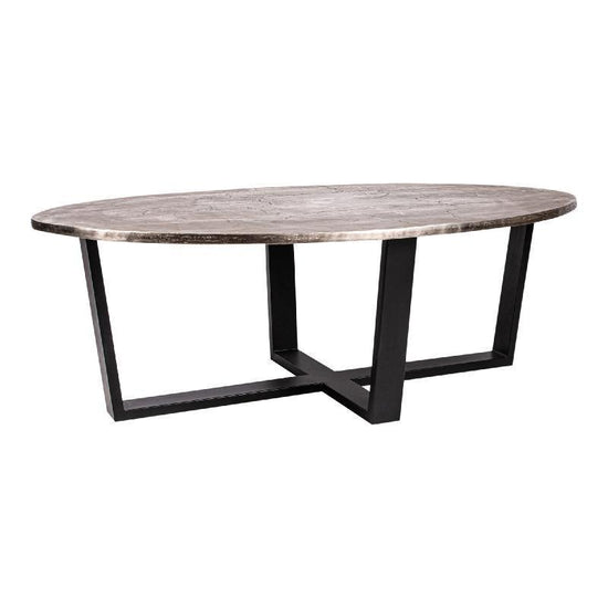 Juup Silver Iron Oval Coffeetable Black Frame PTMD , Salontafel , PTMD , livinglovely.nl