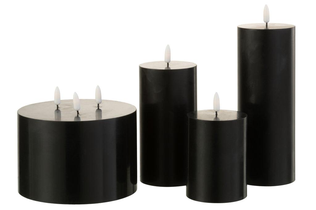 Kaars Led 3 Pitten Zwart - LED Kaars - J-Line - livinglovely.nl