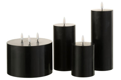 Kaars Led 3 Pitten Zwart - LED Kaars - J-Line - livinglovely.nl