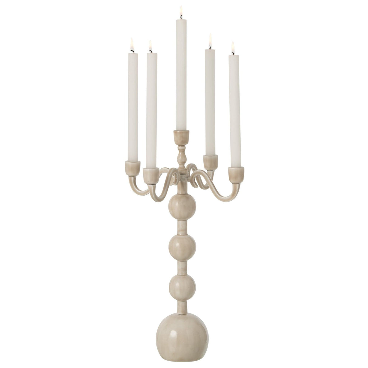 Kaarshouder 5 Armen Bal Aluminium Lichtbeige Large J-Line