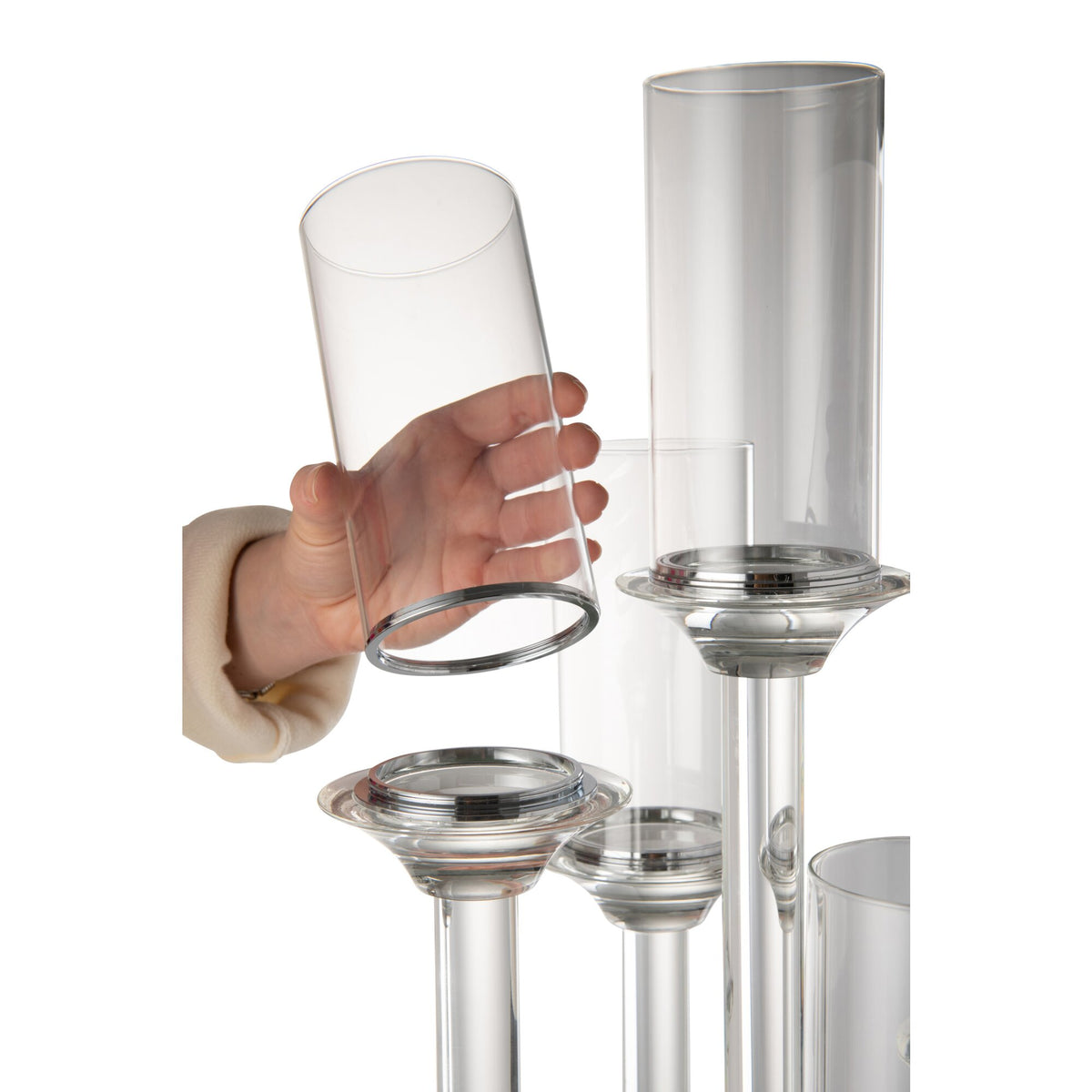 Kaarshouder 5 Groot Glas Transparant H100cm J-Line