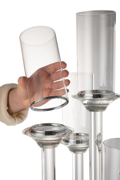 Kaarshouder 5 Groot Glas Transparant - Kandelaar - J-Line - livinglovely.nl