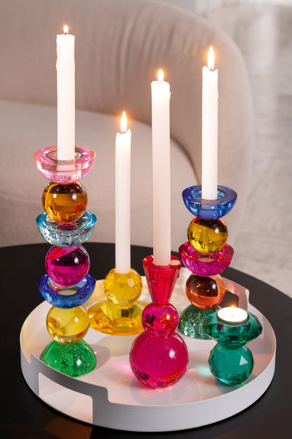 Kaarshouder Glas Meerkleurig Large Set van 2 J-Line - Kaarshouder - J-Line - livinglovely.nl