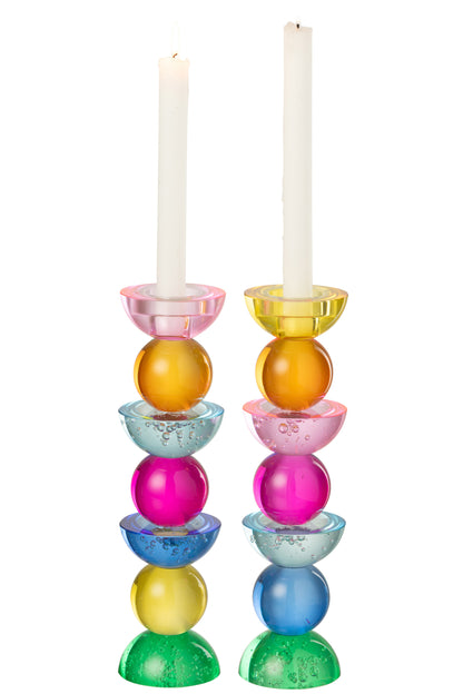 Kaarshouder Glas Meerkleurig Large Set van 2 J-Line - Kaarshouder - J-Line - livinglovely.nl