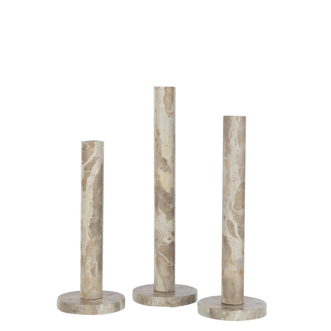 Kaarshouder Marmer Beige Set van 3 - Kandelaar - J-Line - livinglovely.nl