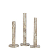 Kaarshouder Marmer Beige Set van 3 - Kandelaar - J-Line - livinglovely.nl