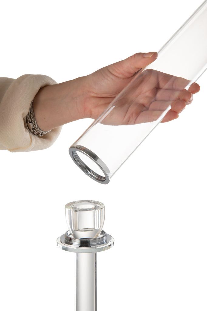 Kaarshouder Moira Glas Transparant Large - Kandelaar - J-Line - livinglovely.nl