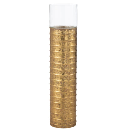 Kaarshouder Zuil Metaal/Glas Goud Large J-Line