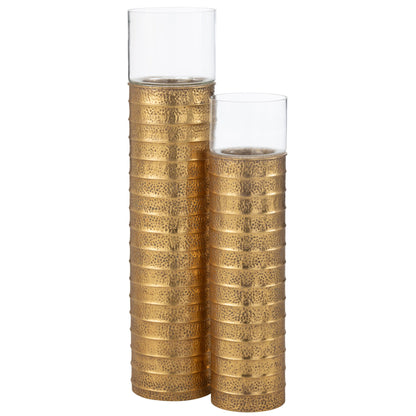 Kaarshouder Zuil Metaal/Glas Goud Large J-Line