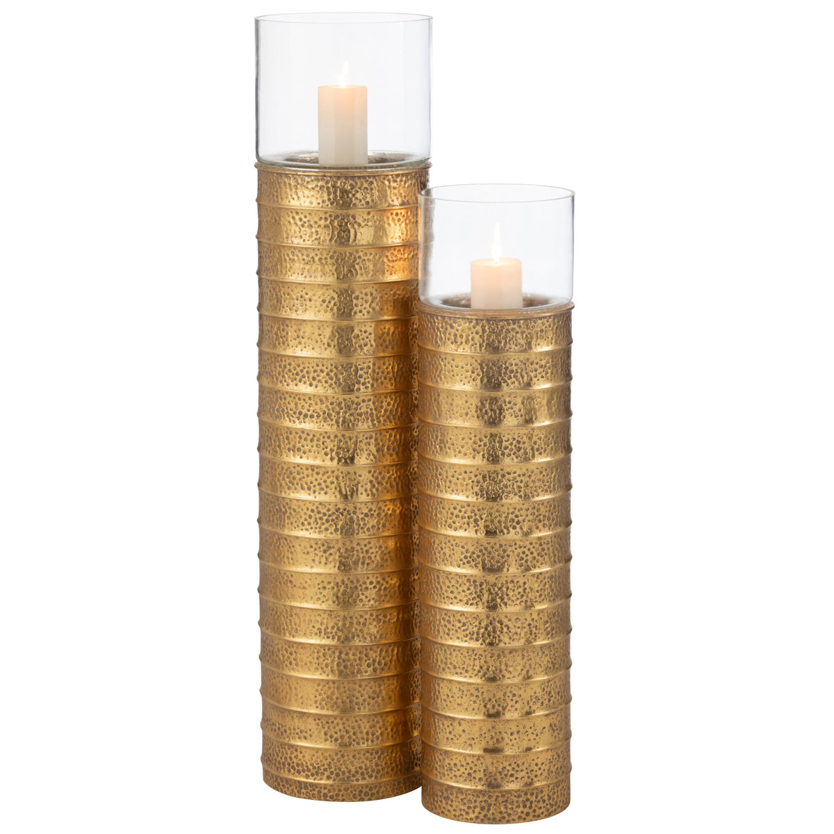 Kaarshouder Zuil Metaal/Glas Goud Large J-Line