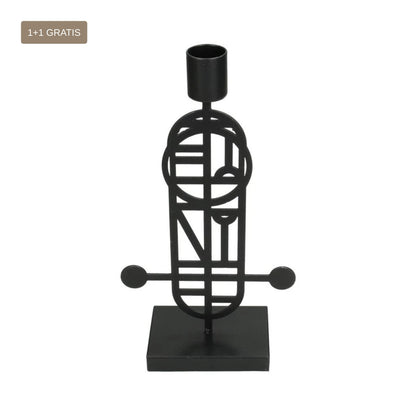 Kaarshouder Zwart 12x6x23cm 1 + 1 Gratis - Kandelaar - Living Lovely - livinglovely.nl