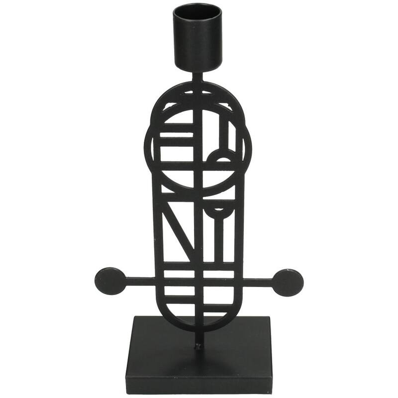 Kaarshouder Zwart 12x6x23cm 1 + 1 Gratis - Kandelaar - Living Lovely - livinglovely.nl