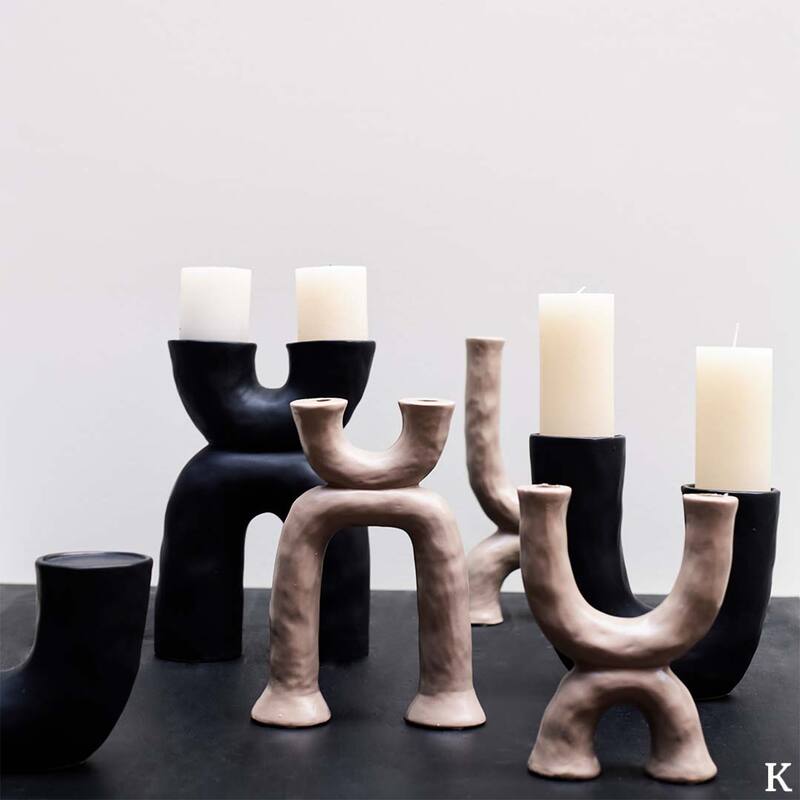Kaarshouder Zwart 23x9x16cm 1 + 1 Gratis - Kandelaar - Kersten - livinglovely.nl