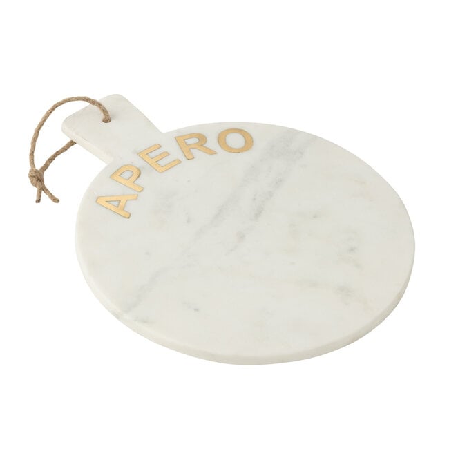 Kaasplank Rond Apero Marmer Wit - Serveerplank - J-Line - livinglovely.nl