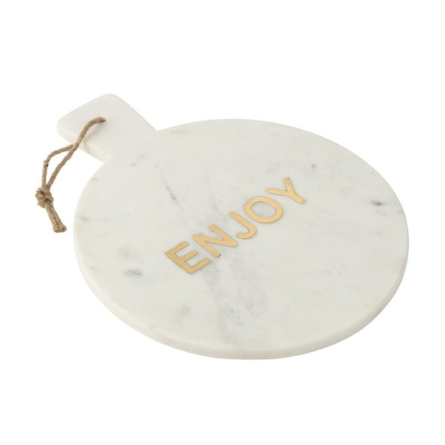 Kaasplank Rond Enjoy Marmer Wit - Serveerplank - J-Line - livinglovely.nl