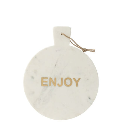 Kaasplank Rond Enjoy Marmer Wit - Serveerplank - J-Line - livinglovely.nl