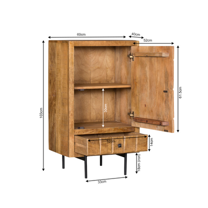 Kabinet Brandy van Starfurn, compacte kast van 60 cm breed uit de Brandy woonserie