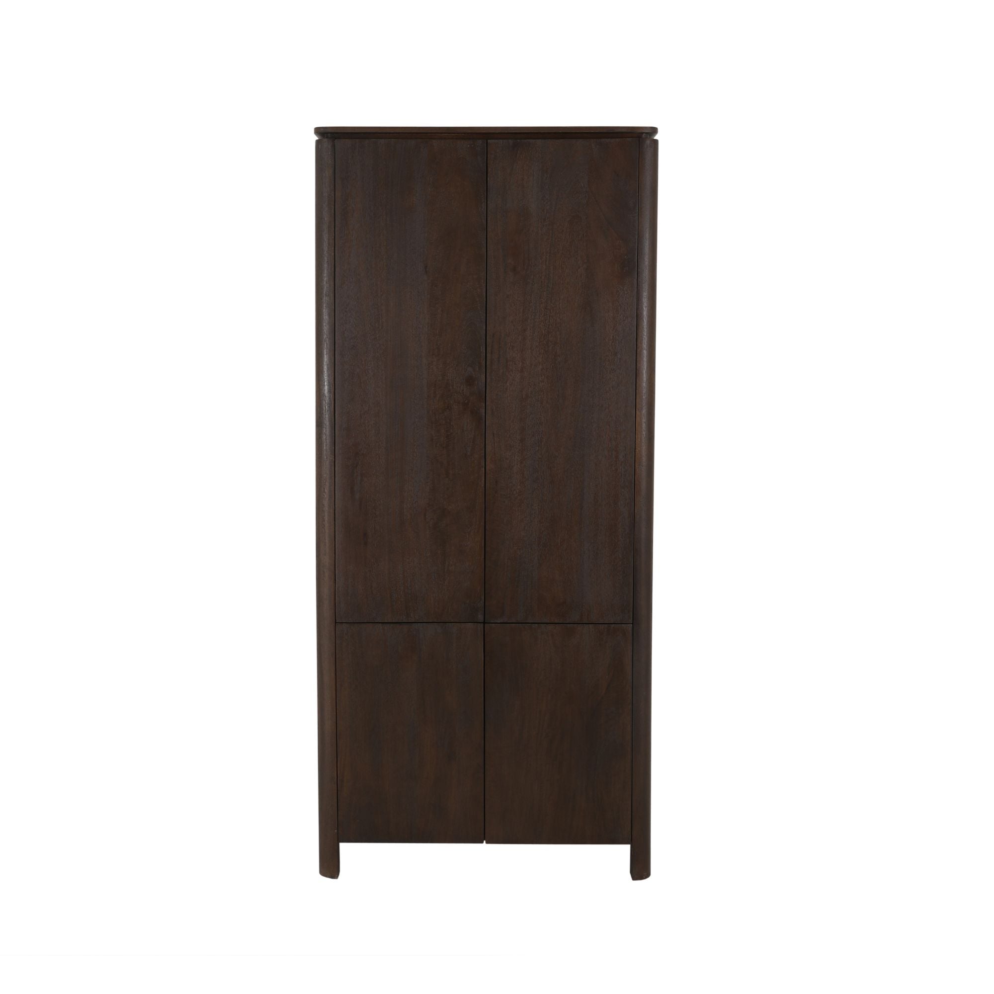Kabinet Dallas van Starfurn, hoge kast van bruin mangohout met twee deuren