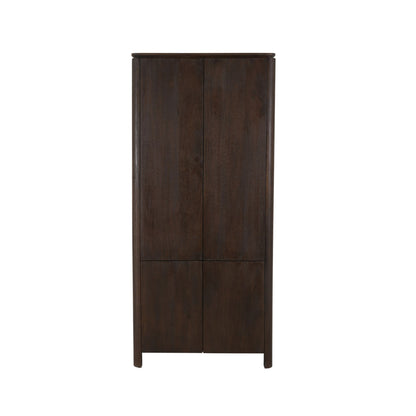 Kabinet Dallas van Starfurn, hoge kast van bruin mangohout met twee deuren
