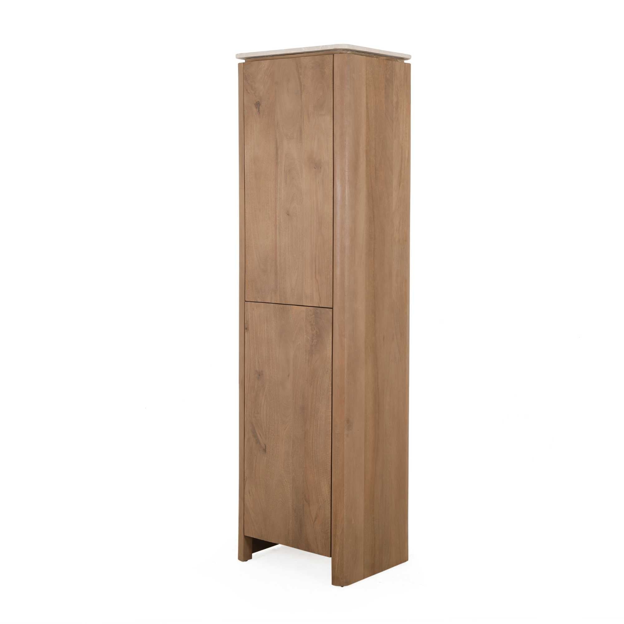 Kabinet Dallas Mangohout Naturel 55cm van Starfurn, slanke kast met twee deuren