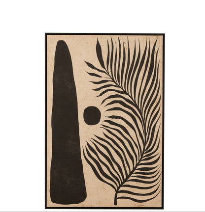 Kader Blad Abstract Hout/Canvas Bruin/Zwart J-Line