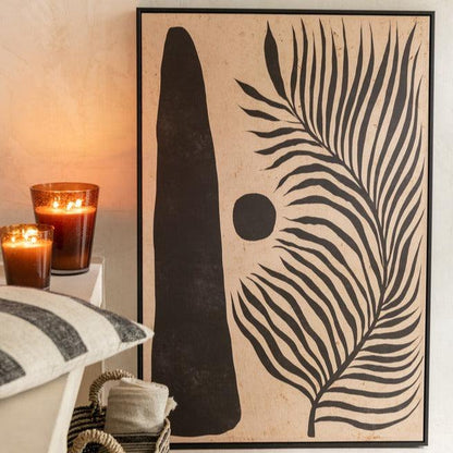 Kader Blad Abstract Hout/Canvas Bruin/Zwart - Schilderij - J-Line - livinglovely.nl