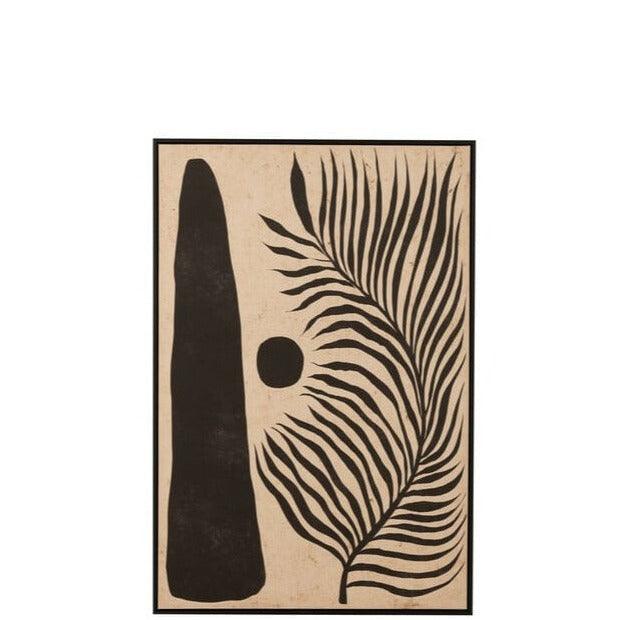 Kader Blad Abstract Hout/Canvas Bruin/Zwart - Schilderij - J-Line - livinglovely.nl