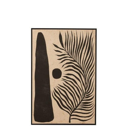 Kader Blad Abstract Hout/Canvas Bruin/Zwart - Schilderij - J-Line - livinglovely.nl