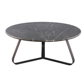 Kae Salontafel Marmer Rond Large van PTMD, ronde salontafel met ijzeren poten, vooraanzicht op wit
