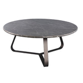 Kae Salontafel Marmer Rond Large van PTMD, ronde salontafel met ijzeren poten, ander aanzicht op wit