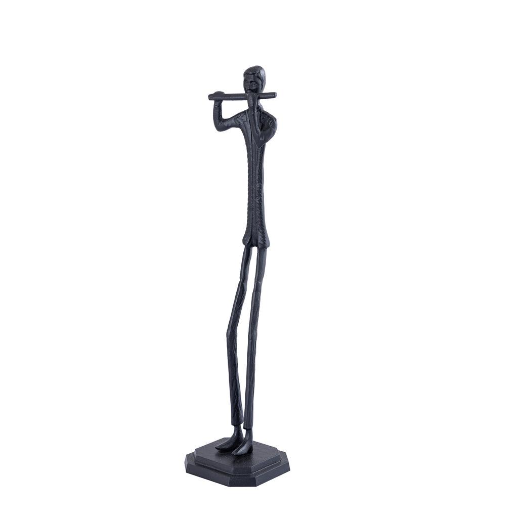 Kali Black casted alu statue man with flute PTMD - Beeld - PTMD - livinglovely.nl