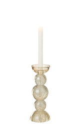 Kandelaar Glas Champagnekleurig Small Dia9,5xh26,5 J-Line - Kaarshouder - J-Line - livinglovely.nl